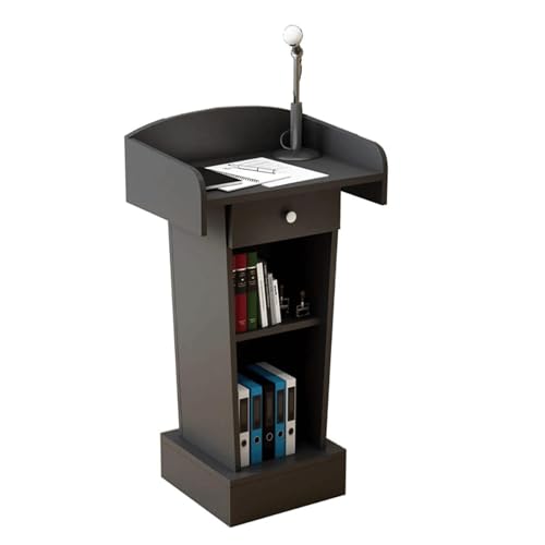 Multi Function Pulpit foLectern Podium Stand, Podium Stand Simple Lecterns Wood Podiums Conference Table Podium Stand with Spacious Drawer and Open Storage Portable Stand