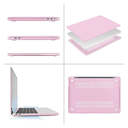 MOSISO Compatible with MacBook Pro 13 inch Case M2 M1 2026 2025 2024-2016 | A2338 A2251 A2289 A2159 A1989 A1708 A1706, Plastic Hard Shell&Keyboard Cover&Screen Film&Storage Bag, Clear Pink - color: Clear Pink