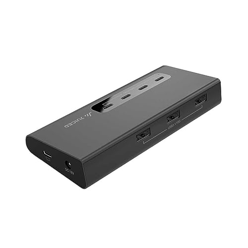 Juiced Systems VertexHUB High-Speed USB-C & USB-A Hub - 10 Gbps Transfer, USB 3.2 Gen 2, 4X USB-C Ports, 3X USB-A Ports, Fast Charging