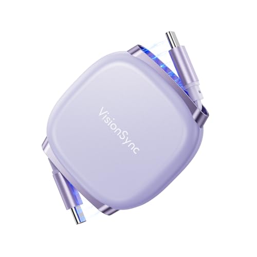 240W USB C to USB C Cable,PD3.2 Retractable USB C Cable with Magnetic Slot for Travel,Car,5 Preset Length,Fast Charging for iPhone 17/16/15,iPad,MacBook,Galaxy S25/24,Purple,3.3ft - color: Purple, size: 3.3ft-1Pack
