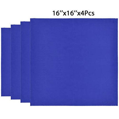 Wisdompro Extra Large 4-Pack Microfiber Cleaning Cloth For Laptop, LCD TV, Computer Screen, Monitor, Tablet, Camera Lens, Glass, Lenses, Phone, iPhone, iPad, other Delicate Surface - Blue (16x16 Inch) - color: Blue