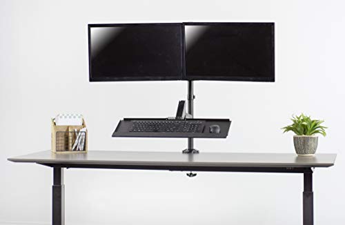 VIVO Black Dual Monitor Sit-Stand Height Adjustable Workstation, Standing Desk Mount with Pneumatic Spring, Holds 2 Screens up to 32 inches STAND-SIT2B - size: Desk Mount - Dual