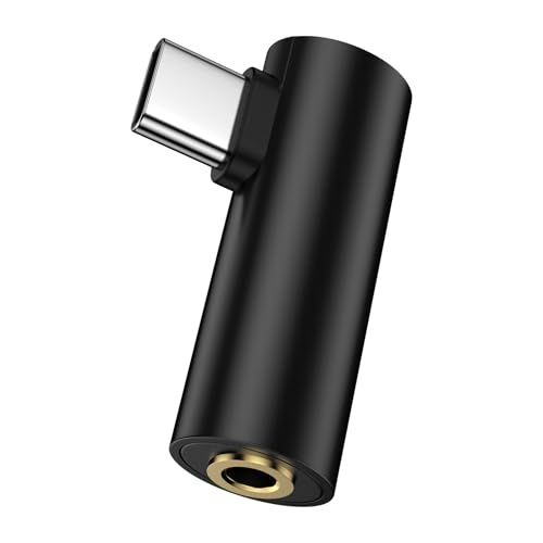 Right Angle USB C to 3.5mm Audio Samsung Adapter for Galaxy S26 S25 Edge Ultra Z Flip Fold 7 6 5 4 S24 S23 S22 S21 S20 S10,Type USB C to Headphone Jack Dongle Aux Adapter for Google Pixel 10 9 8 7 - color: Black