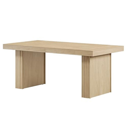 Tribesigns Modern Office Desk, Home Office Table with Wide Fluted Legs, Modern Desk for Home Office, Natural