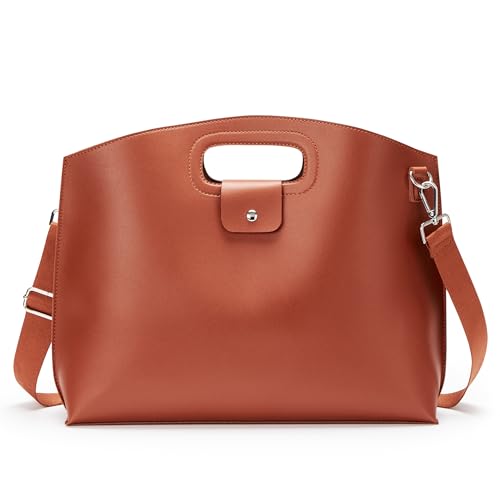 KALIDI Messenger Bag 16 Inch Slim Laptop Vegan Leather Briefcase Crossbody Tote for 15.6" Notebook Business Work Office Bag - color: Brown