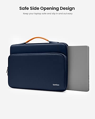 tomtoc 360° Protective Laptop Case for 13.5-14.4 Inch Surface Laptop Studio | Water-Resistant Laptop Bag Fits Surface Laptop 6/5/Studio 2/1, Acer Swift 14, ASUS Zenbook/Chromebook 14, HP EliteBook 14 - color: Navy Blue, size: 13.5-14.4 Inch