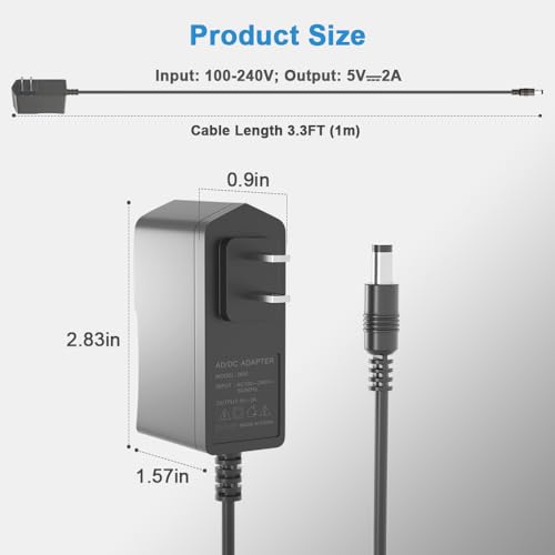 5V 2A Power Supply Adapter 5V 2A Power Supply 100V-240V AC Power Adapter Wall Charger for CCTV Cameras, Routers, Modems, Clocks, Printers, LED Lights, Cordless Phones, Set-Top Boxes