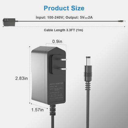 5V 2A Power Supply Adapter 5V 2A Power Supply 100V-240V AC Power Adapter Wall Charger for CCTV Cameras, Routers, Modems, Clocks, Printers, LED Lights, Cordless Phones, Set-Top Boxes