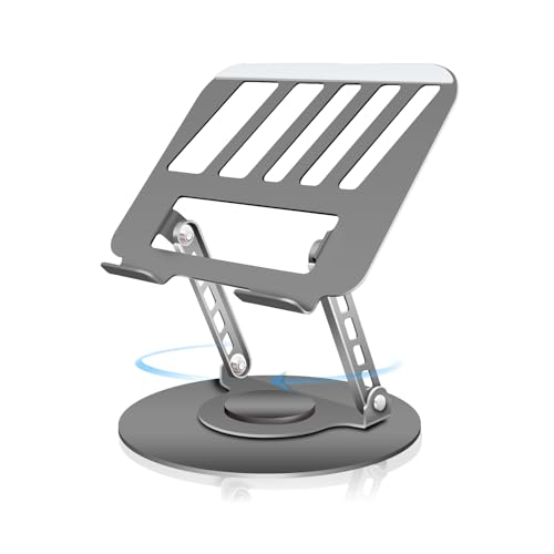 Compatible 360° Rotating Adjustable Laptop Stand, Fully Foldable Dual Rotary Shaft Laptop Riser Portable Standing Desk, Fits MacBook & All 10-15 Inch Laptops - Grey - color: Grey, size: 9.06 IN