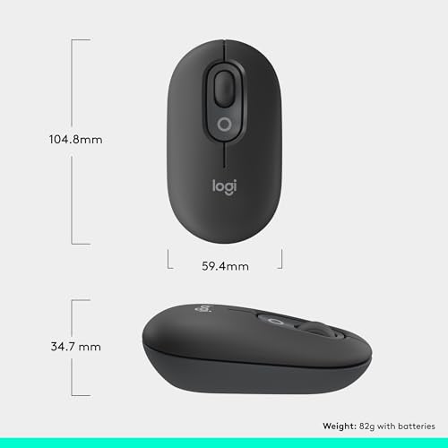 Logitech POP Mouse, Compact and Portable Wireless Bluetooth - Graphite | Compact, portable, programmable buttons, quiet clicks, easy-switch for up to 3 devices, laptop, tablet, PC - color: Graphite
