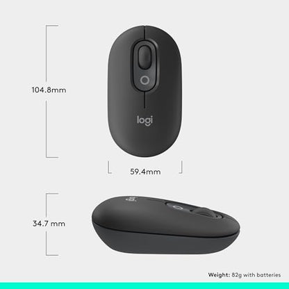 Logitech POP Mouse, Compact and Portable Wireless Bluetooth - Graphite | Compact, portable, programmable buttons, quiet clicks, easy-switch for up to 3 devices, laptop, tablet, PC - color: Graphite