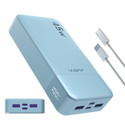 JUOVI Portable Charger 45W 20000mAh Fasting Charging Power Bank | USB C Portable Phone Charger, Battery Pack with PD 3.0 & QC 4.0 for Samsung S26/25/24 iPhone 17/16/15/14/13 Series - color: Blue