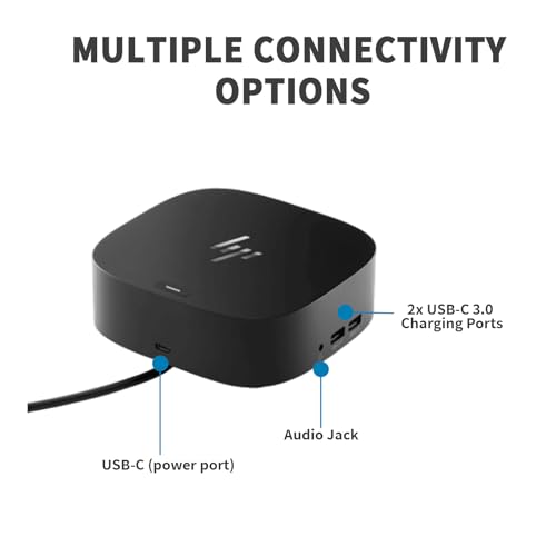 HP Docking Station for Laptop Dual Monitor,HP USB-C G5 Dock with 120W AC Adapter,Bundle with USB-C/HDMI/DP Cables (Renewed)