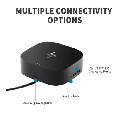 HP Docking Station for Laptop Dual Monitor,HP USB-C G5 Dock with 120W AC Adapter,Bundle with USB-C/HDMI/DP Cables (Renewed)