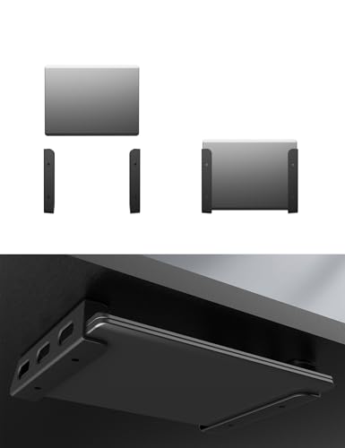 Under Desk Laptop Holder/Wall Mount, (Black) | Fit for Keyboard and Small Devices Up to 40mm/1.57in Thick Like Macbooks, Surface, Routers, Modems, Cable Box and More