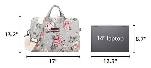 Rose Pattern Water Resistant Laptop Shoulder Messenger Bag for MacBook Pro 16 inch,15.6 inch and 15 inch-16 inch Laptop - color: Grey Rose