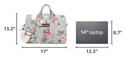 Rose Pattern Water Resistant Laptop Shoulder Messenger Bag for MacBook Pro 16 inch,15.6 inch and 15 inch-16 inch Laptop - color: Grey Rose