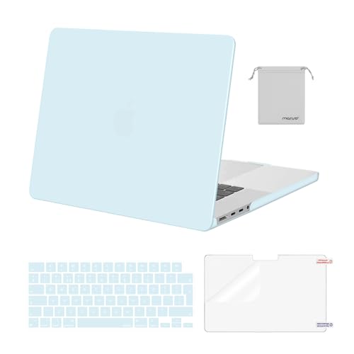 MOSISO Compatible with MacBook Pro 16 inch Case M5 M4 M3 M2 M1 2026-2021 | A3429 A3428 A3403 A3186 A2991 A2780 A2485, Protective Hard Shell Case&Keyboard Cover&Screen Film&Pouch, Cloud Blue - color: Cloud Blue