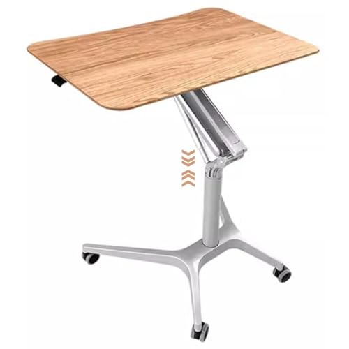 Mobile Laptop Desk Home, Lift Stand Up Desk with Casters, Large Capacity Mobile Study Table, Height Adjustable Sofa Side Table, Easy to Install(Silver) - color: Silver