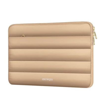 Laptop Case 13.3 inch,13-13.3 inch Puffy Laptop Sleeve Compatible with MacBook Air 13 13.6/Neo 13/Pro 13/Pro 14,HP Dell ASUS Lenovo,Polyester Computer Bag with Horizontal Pocket&Belt, Brown - color: Brown