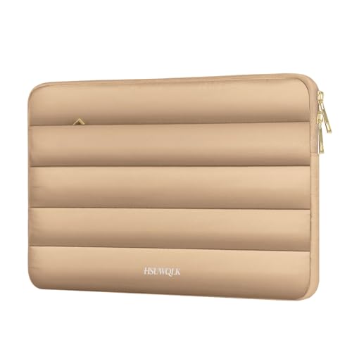 Laptop Case 13.3 inch,13-13.3 inch Puffy Laptop Sleeve Compatible with MacBook Air 13 13.6/Neo 13/Pro 13/Pro 14,HP Dell ASUS Lenovo,Polyester Computer Bag with Horizontal Pocket&Belt, Brown - color: Brown