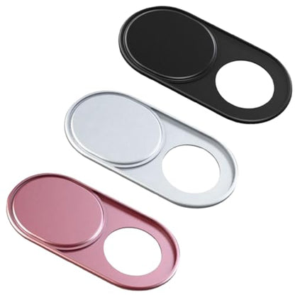 3Pcs 3 Colors Laptop Camera Cover Metal Black Platinum Pink 0.04 Inch Ultra Thin Webcam Cover Slide for Mini PC Phone Desktop Aluminum Durable Phone Privacy Protector for Home Office Use