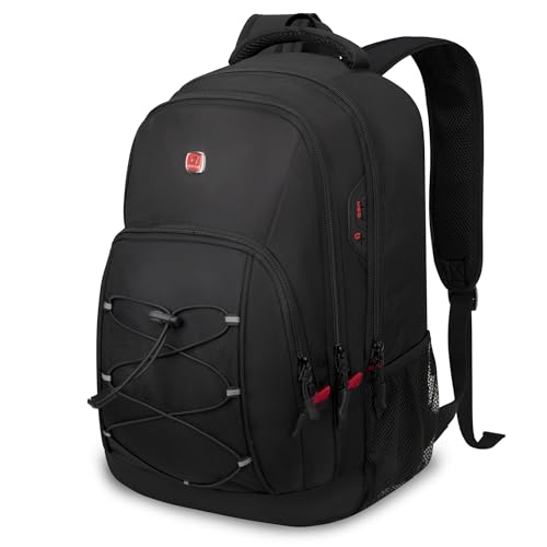 Goloni Travel Backpack, 17 Inch Laptop Backpack for Men Women, Business Backpack with Luggage Strap,Black/Red - color: Black Red
