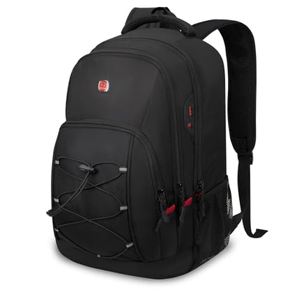 Goloni Travel Backpack, 17 Inch Laptop Backpack for Men Women, Business Backpack with Luggage Strap,Black/Red - color: Black Red