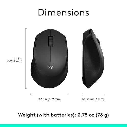 Logitech M330 Silent Wireless Mouse, 2.4GHz with USB Receiver, Optical Tracking, Quiet & Lightweight, Long Battery Life, for PC, Mac, Laptop, Chromebook - Black - color: Black