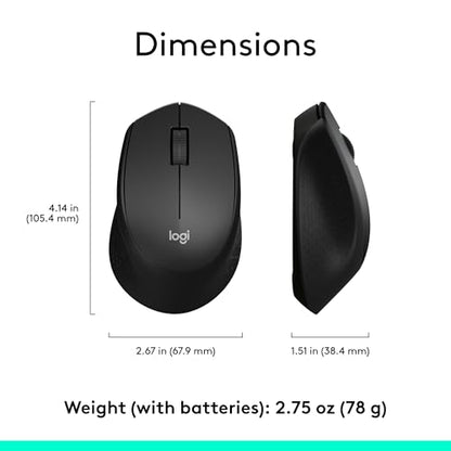 Logitech M330 Silent Wireless Mouse, 2.4GHz with USB Receiver, Optical Tracking, Quiet & Lightweight, Long Battery Life, for PC, Mac, Laptop, Chromebook - Black - color: Black