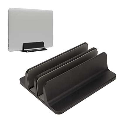 flexman Vertical Laptop Stand Holder, Double Dock Cooling Aluminum Alloy Desktop Stand Holder with Silicone Protective Pad for Computers, Tablets, Books Storage
