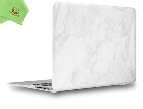 UESWILL Marble Pattern Smooth Hard Shell Case Cover Compatible with MacBook Air 11 inch (A1465/ A1370) + Microfibre Cleaning Cloth, (White) - color: Pattern-marble White, size: MacBook Air 11"