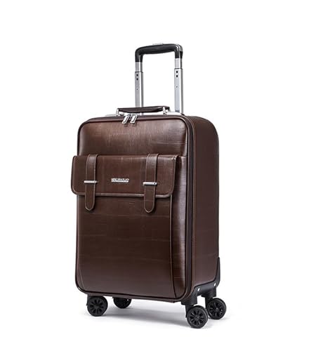 feilario Waterproof PVC Business Carry On Luggage, TSA Lock, Spinner Wheels | Hidden aluminum alloy handle, laptop pocket and magnetic front pocket keep business essentials smooth through airports - color: Coffee