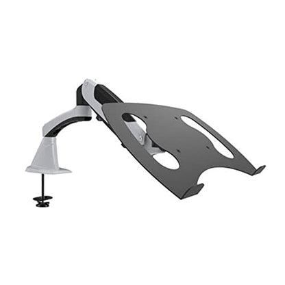 Tilt Full Motion Aluminum Air Press Gas Spring Dual Arm LCD Desktop Mount Swivel Monitor Table Stand Clamp with Notebook Tray(Dl-Gm112Fg-Lp10)