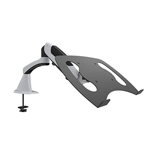 Tilt Full Motion Aluminum Air Press Gas Spring Dual Arm LCD Desktop Mount Swivel Monitor Table Stand Clamp with Notebook Tray(Dl-Gm112Fg-Lp10)