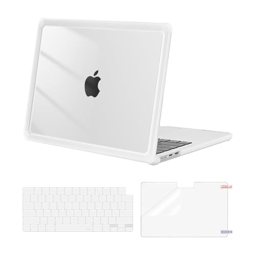 MOSISO Compatible with MacBook Air 13 inch Case M5 2026 M4 M3 M2 2025-2022 | A3449 A3240 A3113 A2681, 3 in 1 Kit Crack-Resistant Heavy Duty Protective Hard Shell Case Cover with TPU Bumper,Crystal Clear - color: Crystal Clear