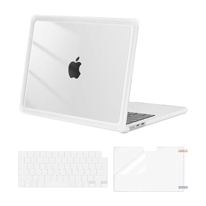 MOSISO Compatible with MacBook Air 13 inch Case M5 2026 M4 M3 M2 2025-2022 | A3449 A3240 A3113 A2681, 3 in 1 Kit Crack-Resistant Heavy Duty Protective Hard Shell Case Cover with TPU Bumper,Crystal Clear - color: Crystal Clear