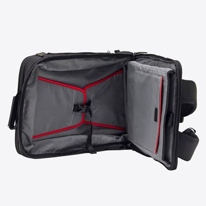 Trilogy Weekender Daypack I Opens like a suitcase, for easy packing. Expands into a 22-liter weekender bag. Hidden under sling holds yoga mat or sleeping bag, and doubles as a rear cover (Black) - color: Black