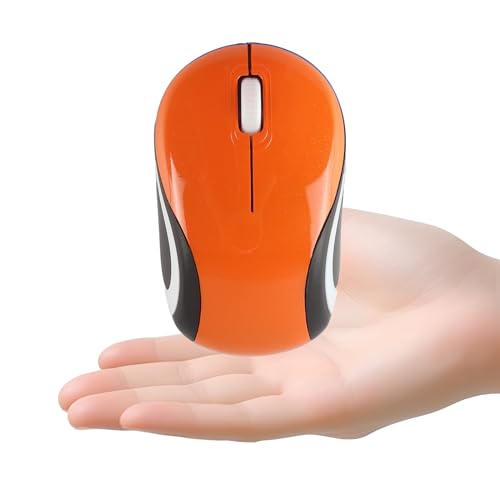 elec Space Mini Small Wireless Mouse for Travel Optical Portable Mini Cordless Mice with USB Receiver for PC Laptop Computer (Orange) - color: orange