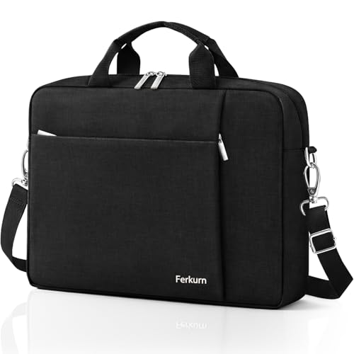 Ferkurn Laptop Bag Case for Women Men Computer Bag Compatible with HP Envy Pavilion Omen/LG Gram/MSI/Dell Inspiron XPS/Lenovo/Acer, Shoulder Strap Carrying Messenger Briefcase, Black, 14 Inch - color: Black, size: 14 inch