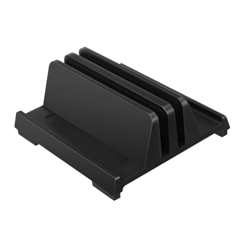 jojofuny Adjustable Laptop Vertical Stand Dual Slots Desk Organizer for Workspace Efficiency Holder for Laptops Tablets and Phones Space-Saving Design