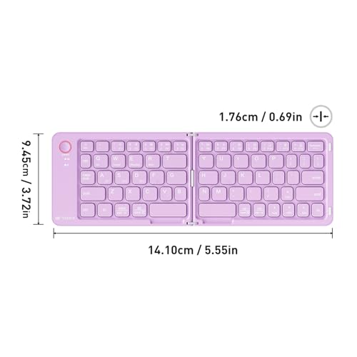 Veout Foldable Bluetooth Keyboard, Ultra-Thin Portable Wireless Keyboard, Lightweight for Laptop, iPad, iPhone, Android, Windows, Mac - color: Keyboard-Violet