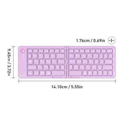 Veout Foldable Bluetooth Keyboard, Ultra-Thin Portable Wireless Keyboard, Lightweight for Laptop, iPad, iPhone, Android, Windows, Mac - color: Keyboard-Violet