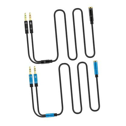 OSALADI 2PCS Headphone Splitter Cable and Microphone Connector for Desktop and Laptop Computer Accessory Practical Y Splitter Wire for Smartphone Headset Separation and Black
