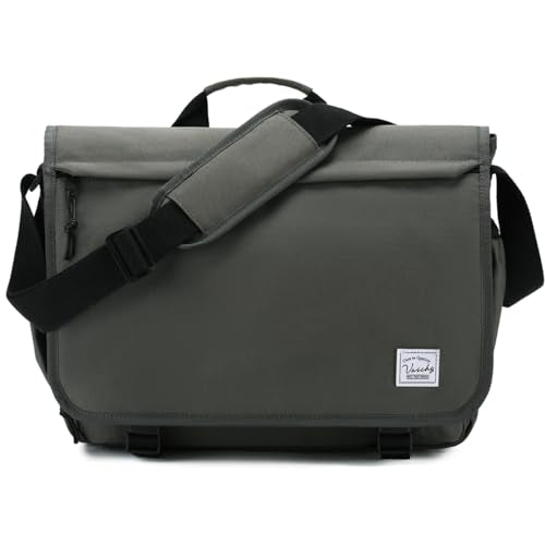VASCHY Messenger Bag for Men,Water Resistant Casual Satchel Briefcase Fashion Laptop Work Bag Crossbody Shoulder Handbag for Women College Campus Gray - color: Gray