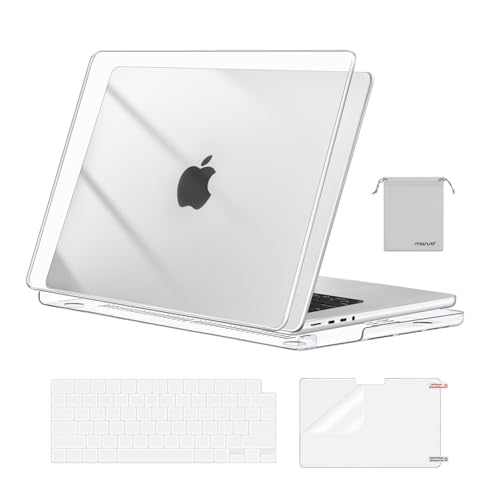 MOSISO Compatible with MacBook Pro 16 inch Case M5 M4 M3 M2 M1 2026-2021 | A3429 A3428 A3403 A3186 A2991 A2780 A2485, Protective Hard Shell Case&Keyboard Cover&Screen Film&Pouch, Crystal Clear - color: Crystal Clear