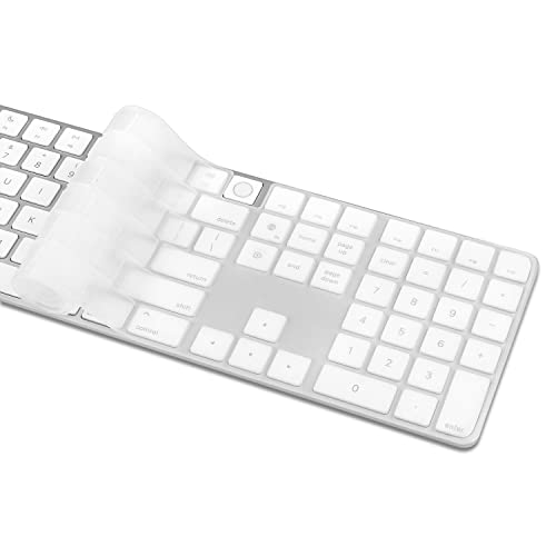 ProElife Ultra Thin Silicone Keyboard Cover Skin for 2022 Mac Studio & 2021 Apple iMac 24'' M1 Chip Magic Keyboard 2 with Numeric Keypad Touch ID A2520 Accessory U.S Enter Soft Protector, Transparent | Clear, Non-interference Design for ID Key, Dust-proof