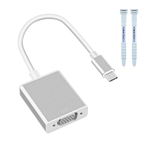 USB C to VGA Adapter for Monitor Projector HDTV, USB 3.1 Type C to VGA Converter Male to Female Video Cable with Aluminium Shell Compatible with MacBook Pro/Air, iPhone15/16 Pro, PC Laptop