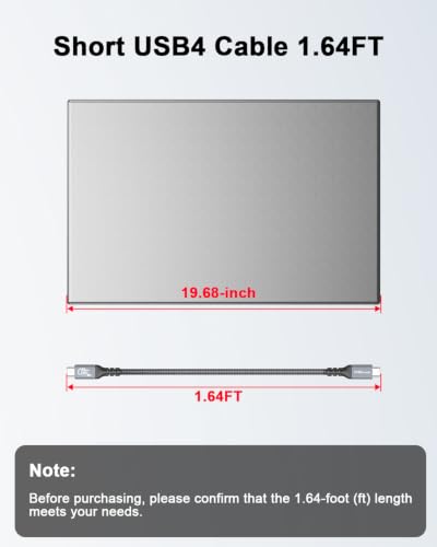 80Gbps USB 4 V2 Cable for Short Thunderbolt 4 Cable 1.64ft, Boost 120Gbps Bandwidth for 16K/Dual 8K, PD 240W Fast Charging for USB C Thunderbolt 5, MacBook, SSD, USB C Monitor, Dell XPS HP Lenovo PC - size: 1.64FT