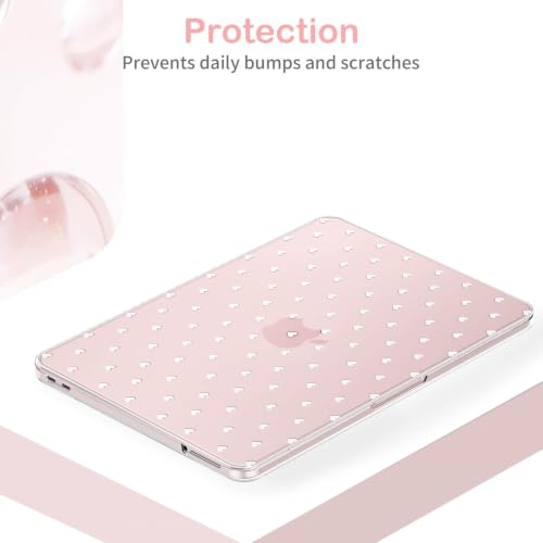 Feams for MacBook Neo 13 Inch Case 2026 A3404, Stylish Protective Clear Case Hard Shell Transparent Cover for MacBook Neo 13 Inch 2026 (A18 Pro Chip) with Keyboard Cover, White Heart Polka Dot - color: White Heart Polka Dot